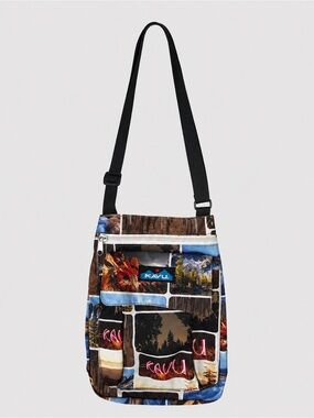 KAVU For Keeps Crossbody Bag Scenic Patchwork Print Adjustable Strap